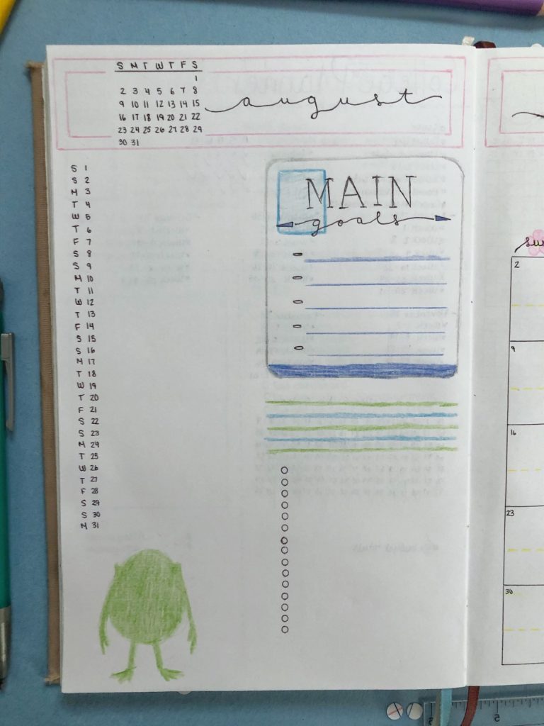 august 2020 log and goals