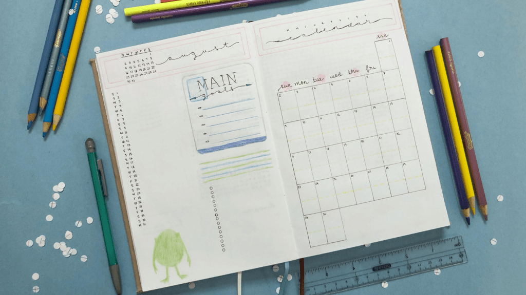 august 2020 bullet journal setup